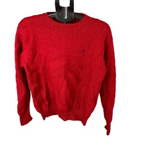 Vintage Polo Ralph Lauren Sweater Mens Size XL 100% Wool Cable Knit Red EUC - Picture 1 of 20