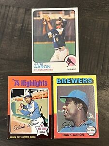 1973 And 1975 Topps Hank Aaron Vintage Classic Cards