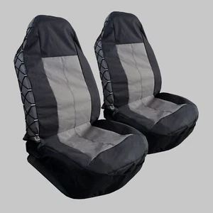 Canvas Seat Covers For GMC Waterproof Storage Pockets Organizer Black Grey - Picture 1 of 6