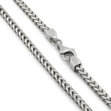 14K White Gold 1mm - 3mm Solid Franco Chain, Square Box Link Necklace