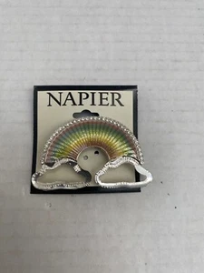 Napier REGENBOGEN Pin Brosche Strasssteine Emaillewolken Neu Altbestand - Bild 1 von 2