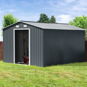 Metal Garden Shed Sheds 10 x 12FT 10 x 8FT 8x6FT Outdoor Storage House w/ Base - Picture 1 of 48