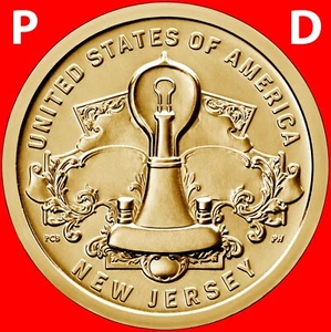 2019 P&D Set American Innovation (New Jersey) Dollars Uncirculated Coins - Bild 1 von 4