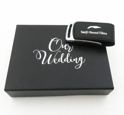 Custom Photography Gift print  logo Black leather USB 2.0 3.0 flash pen drive - Image 1 of 4
