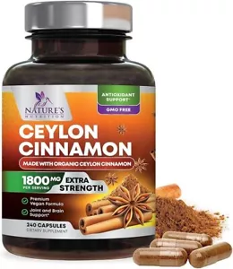 Organic Ceylon Cinnamon Supplement 1800mg Certified Purity Cinnamon Capsule Pill - Picture 1 of 64