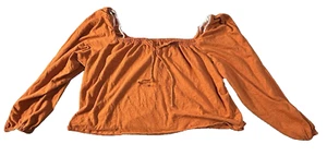 Ana A New Approach Square Neck Long Sleeve Crop Top Rust Color Size XX-Large - Picture 1 of 7