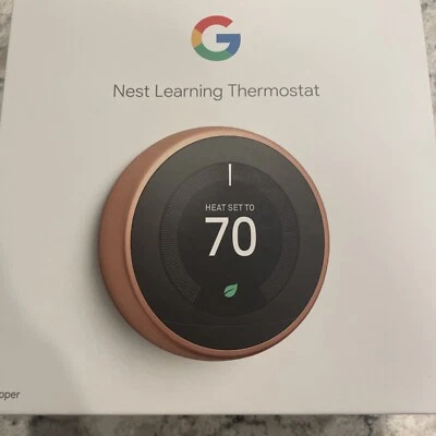 Google Nest 3rd Gen Learning Thermostat T3007ES Stainless Steel New - Image 1 of 4