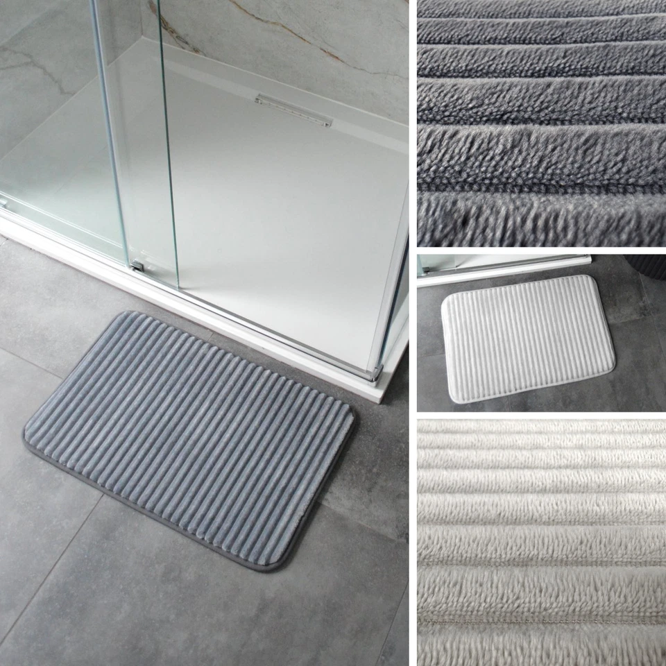 Tapete de banho Allure luxo com nervuras espuma com memória antiderrapante 40 x 60 cm - Tapete de banho macio - Imagem 1 de 1