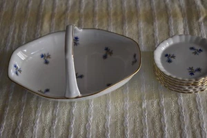 Gebäck Pralinen Anbiete Körbchen Porzellan 6 Tellerchen Art Deco Zeh Scherzer - Bild 1 von 11
