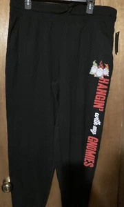 Hangin With My Gnomies Lounge Sweat Pants XL Juniors Black by Weekend Soul NWT - Picture 1 of 7