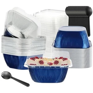 Square Baking Cups With Lids 30pcs 7.8oz Mini Cake Pans With Lids Individual Cup - Picture 1 of 7