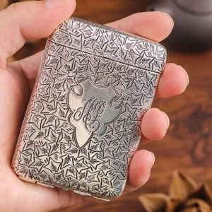 Antique Metal 14 Cigarette Case Vintage Cigarette Box Holder Handmade Men's Gift - Picture 1 of 11
