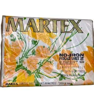 Vintage NOS Martex Twin Flat Sheet Bright Yellow Daffodils - Picture 1 of 5