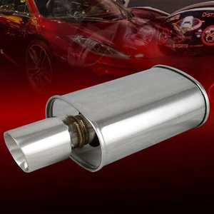 DOUBLE-WALL SLANT TIP MUFFLER OVAL SPUN-LOCK TANK FOR ACURA CHEVY DODGE POLISHED - Bild 1 von 7