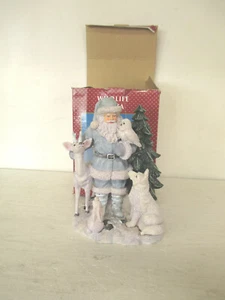 Figura de resina de Santa Pan-Orama vida silvestre / estatua decoración navideña 11" brillante - Imagen 1 de 2