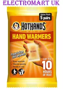 5 PAIRS HOTHANDS HAND WARMERS UP TO 10 HOURS OF HEAT ELDERLY OUTDOOR ACTIVITIES - Picture 1 of 1