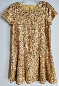 NWT  Sequin GAP Kids Girls Dress GOLDEN Fully Lined - size XXL Plus (age 14-16) - Picture 1 of 14