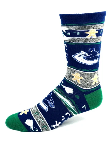 Vancouver Canucks Hockey Ugly Christmas Holiday Gingerbread Crew Socks Cover