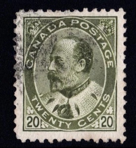 #94 Edward VII 20c Canada used well centered XF cv $60 - Picture 1 of 2