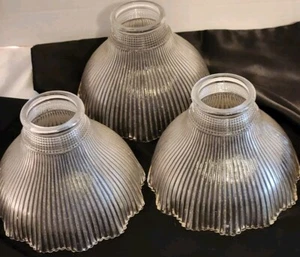 3 Ruffled Halophane Ribbled Replacement Light Shades H.4/5 " Fitter 2" D.5.5". - Picture 1 of 6