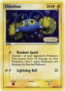 2006 Pokemon Chinchou w SWIRL Legend Maker 50/92 Reverse Holo Stamped Card - Picture 1 of 3