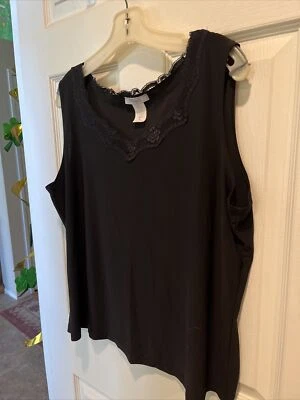 dress barn tank top / black with lace / 2X / 92% polyester, 8% spandex / USA - Imagem 1 de 3