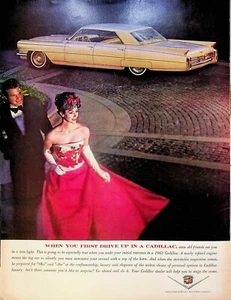 1962 Cadillac Vintage 60s Print Ad Luxury Elegance Beautiful Woman Evening Gown - Picture 1 of 1