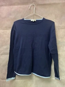 Yves Saint Laurent YSL Big Logo Knit Sweater Navy Blue - Picture 1 of 4
