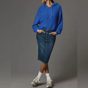 Anthropologie Pilcro Segeltuch Kapuzenpullover Gr. XXS (Oversized) - blau - neu ohne Etikett - Bild 1 von 12