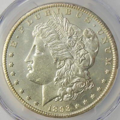 1893-CC Morgan Silver Dollar $1 Coin - Rare - PCGS Uncirculated Details (UNC MS) - Image 1 of 4