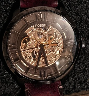 Reloj Fossil Townsman ME3098 automático esfera esqueleto correa de cuero Siena quemado Foto 1 de 4