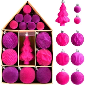Decorazioni di Hannah Decorazioni Natalizie Feltro Viola e Rosa Set di 18 Infrangibili - Foto 1 di 2