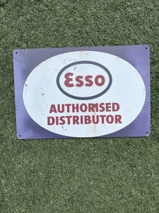 Esso Authorised Distributer Steel Sign 12 x 8 inches - Picture 1 of 2