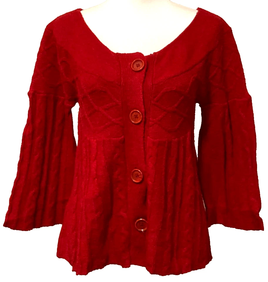 Cárdigan suéter de colección Art and Soul para mujer manga 3/4 mezcla de lana talla M Boho Foto 1 de 4