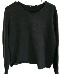 Black Bubble Knit Textured Loft, Long Sleeve Top L, Blouse Sweater Shirt - Picture 1 of 7