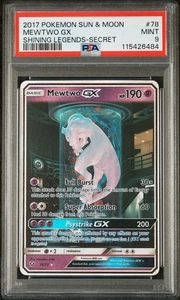 Mewtwo GX #78/73 Secret PSA 9 - 2017 Pokemon S&M Shining Legends - Picture 1 of 2