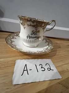 Queens Royal Bone China Tea Cup & Saucer - White With Gold-Made In England - Picture 1 of 4