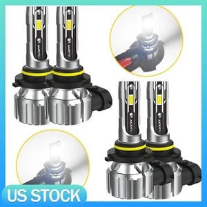 AUXITO Combo 9005/HB3+9006/HB4 LED Light Bulbs 6500K White 1:1 Mini Size T - Picture 1 of 9