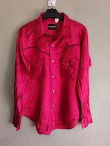 Camicia western Monticello vintage uomo grande rossa perla ricamata a scatto USA anni 70 - Foto 1 di 12