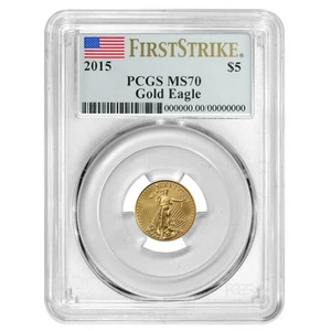 2015 $5 1/10-oz American Gold Eagle PCGS MS70 First Strike Label - Picture 1 of 3