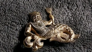 Vintage Modeschmuck 60er Jahre Posiden goldfarbene Brosche Anstecknadel - Bild 1 von 4