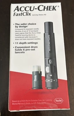 !!️Kit de dispositivo de punción Accu-Chek FastClix con prueba de glucosa en sangre de tambor 1 cuenta Foto 1 de 2