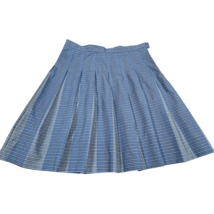 Vintage Pendleton Pleated 100% Virgin Wool Blue Skirt Size 16 Knee Length Plaid - Picture 1 of 10
