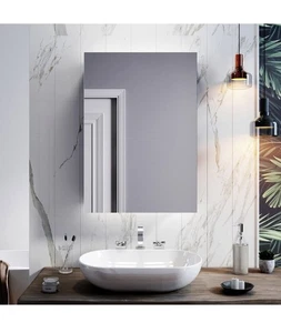 ELEGANT Bathroom LED Mirror Cabinet Back-lit 500x700mm Button Switch & Socket - Picture 1 of 7