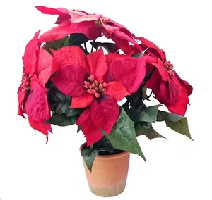 Realistic Artificial Poinsettia Plant in Pot - Picture 1 of 1