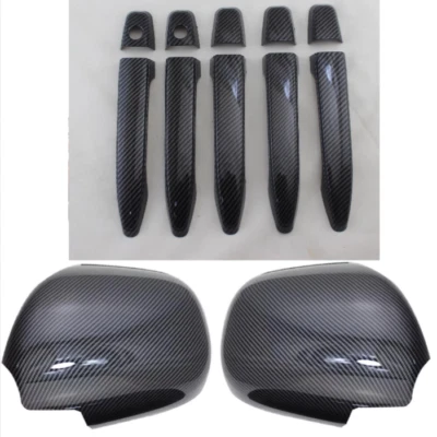Карбоновая отделка дверной ручки зеркала для 03–09 Toyota LC Prado FJ120 4Runner 12P - Изображение 1 из 4