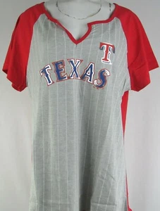 Texas Rangers MLB Majestic Women's Plus Sized V-Neck Graphic T-Shirt - Picture 1 of 4