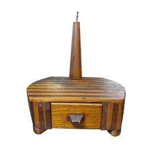 Vintage Bedside Lamp MCM Wooden Multi Grain Retro Drawer Storage Pull Floral - Picture 1 of 10