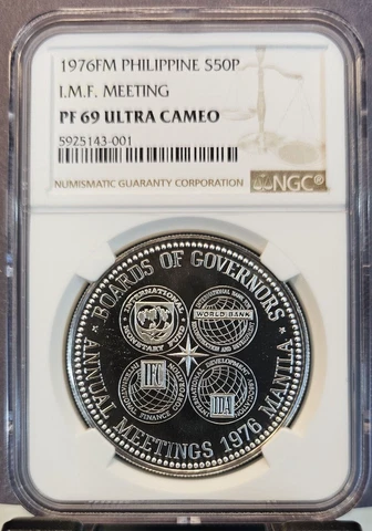 1976 PHILIPPINES SILVER 50 PISO S50P I.M.F. MEETING NGC PF 69 ULTRA CAMEO SCARCE Cover
