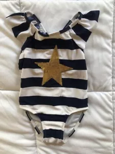 Costume da bagno bambina ~ costume da bagno con paillettes a righe gatto e Jack ~ taglia 2T - Foto 1 di 3